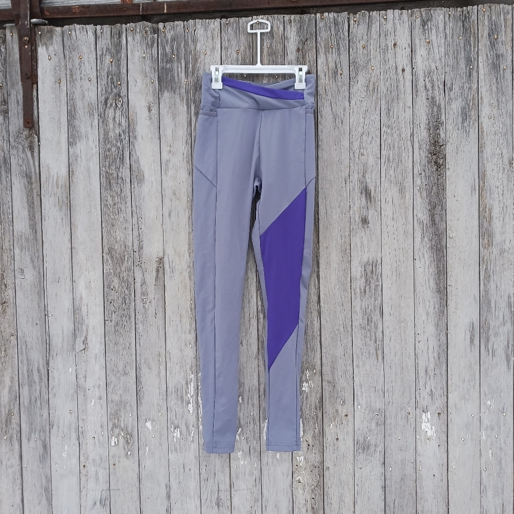 Gymshark Leggings Womens XS Steel Blue Indigo Asymmetrical Colorblock Activewear
